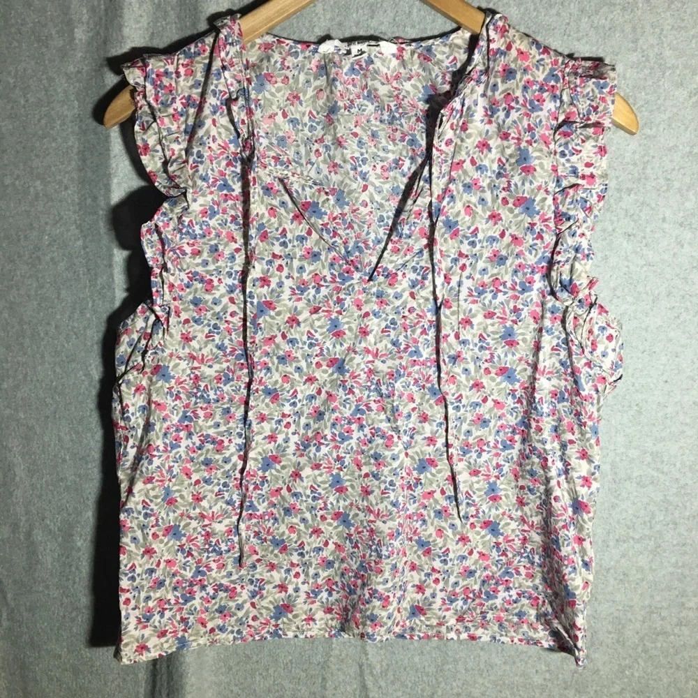 Womens Steve Madden Blouse Ruffles Feminine Floral Colorful Spring Summer Pastel